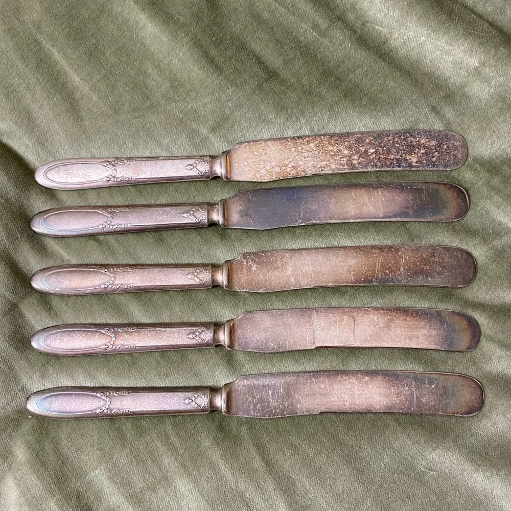 Yourex Associated Silver Co. Panama Dinner knives set of 5 Vintage OSK